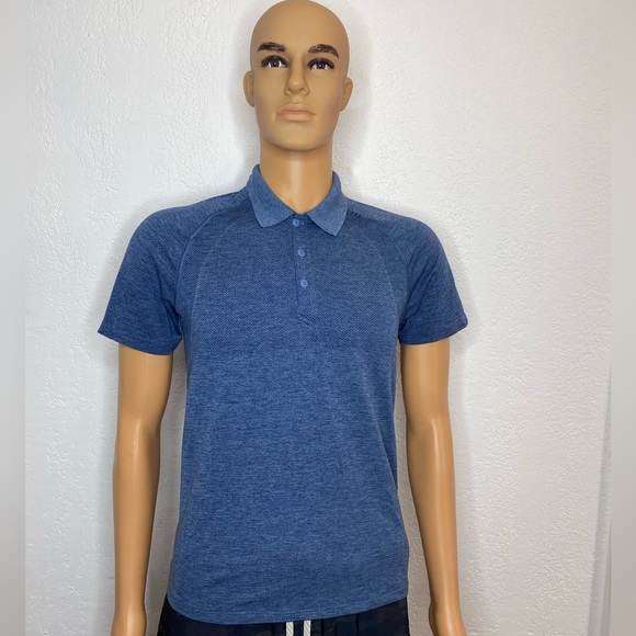 Lululemon Metal Vent Tech Short Sleeve Polo Shirt Men’s Size S Blue EUC - Picture 2 of 12